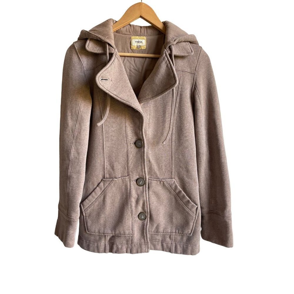 FOSSIL Jersey Knit Classic Peacoat with Hood Size Small